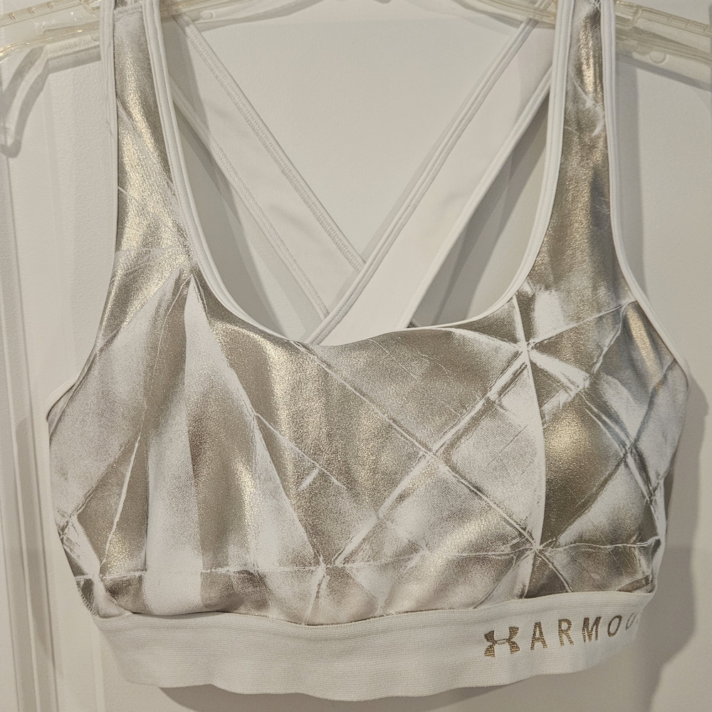 Under Armour Women's Metallic Sports Bra - Silver